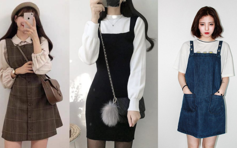 9 cách phối đồ với váy yếm vải Jean đơn giản trẻ trung